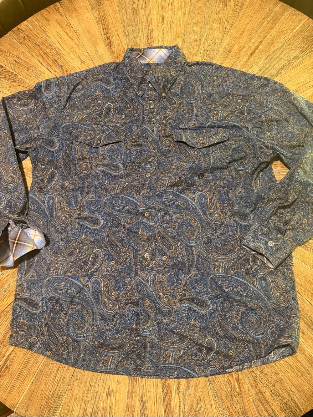 Roper Men’s L Blue Paisley Western Button Up Shirt Long Sleeve Cowboy Ranch